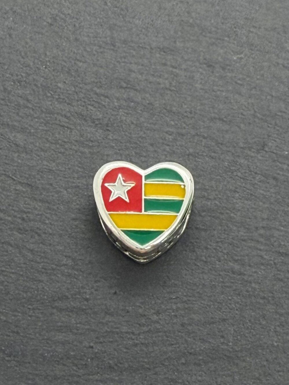 Pandora TOGO Flag Heart Charm Sterling Silver Jewelry